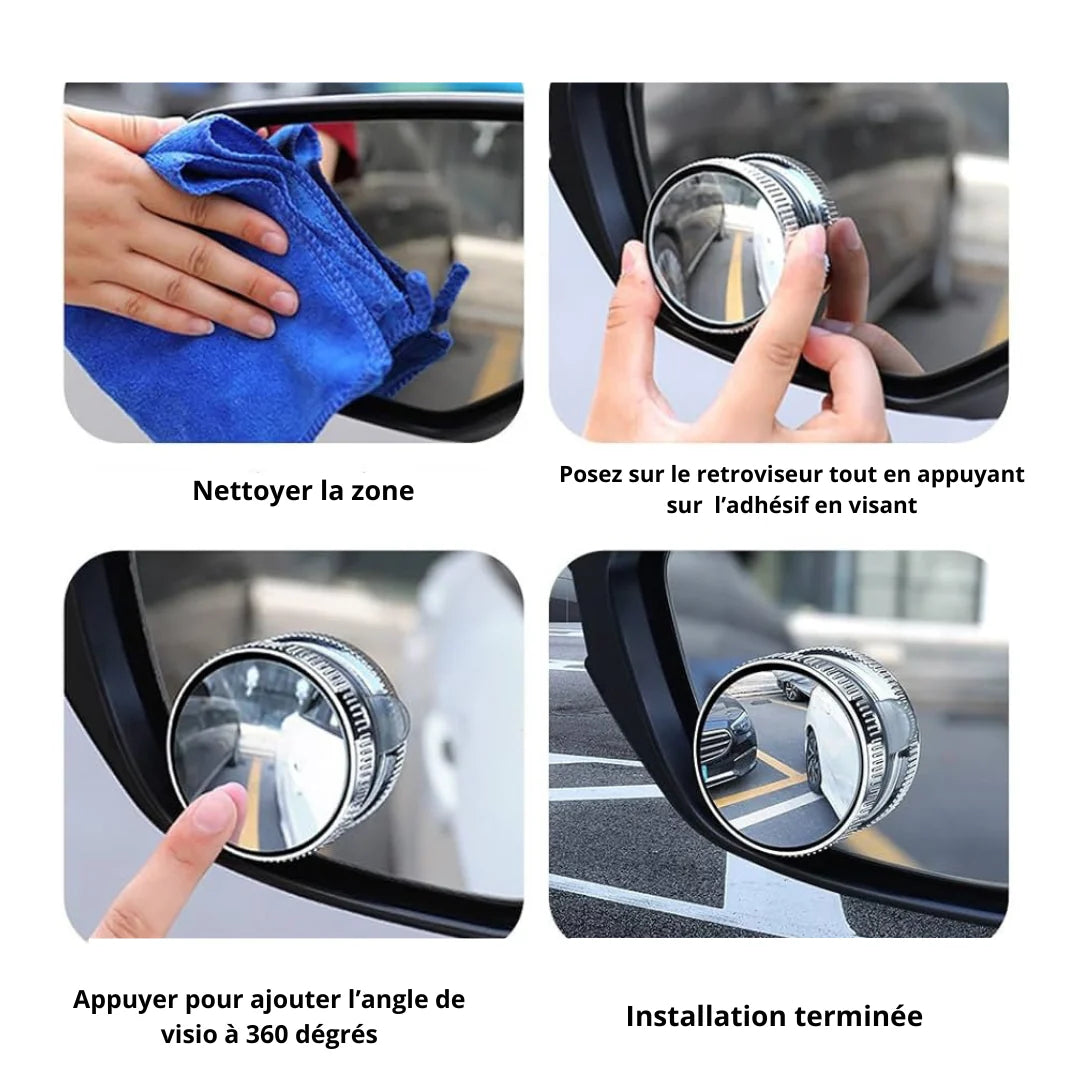Miroir d’Angle Mort 360° – Visibilité Maximale ( pour les 2 cotés )
